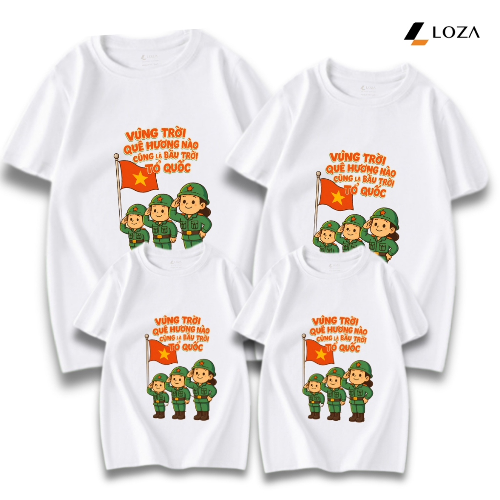 Áo phông gia đình LOZA KIDS 2025 Vùng trời quê hương nào cũng là bầu trời Tổ quốc - Áo đồng phục gia đình - Mã GĐ3183_thumbnail_0