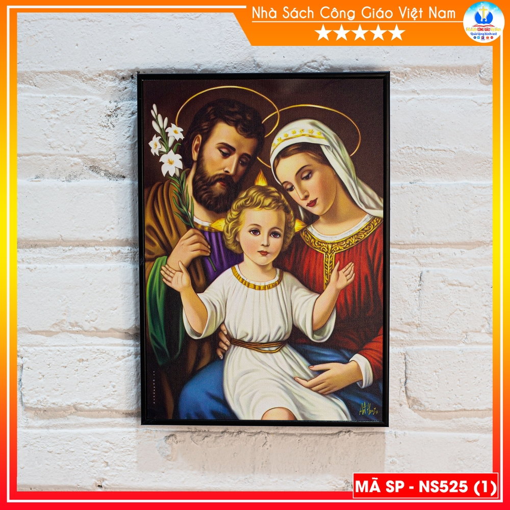Tranh Canvas cao cấp Gia Đình Thánh Gia 21x30cm mẫu 1 - Quà tặng Công Giáo - In hình theo yêu cầu - NS525-1_thumbnail_1