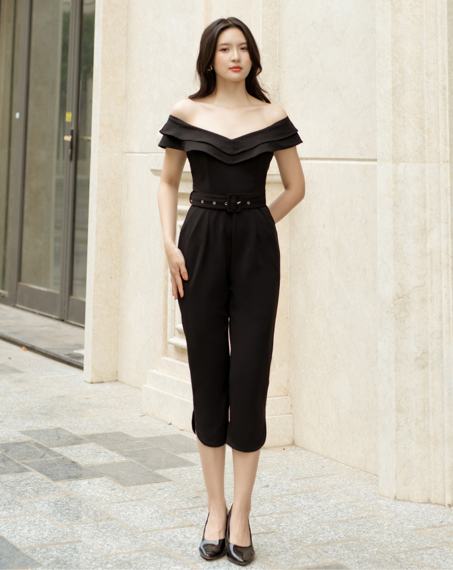 Jumpsuit lửng bèo quần lai bầu xinh xắn