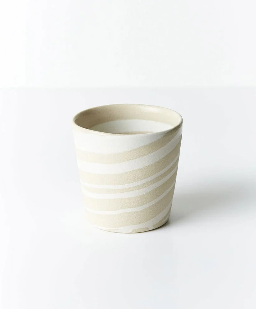 Striped Glass Almond Green Ceramic