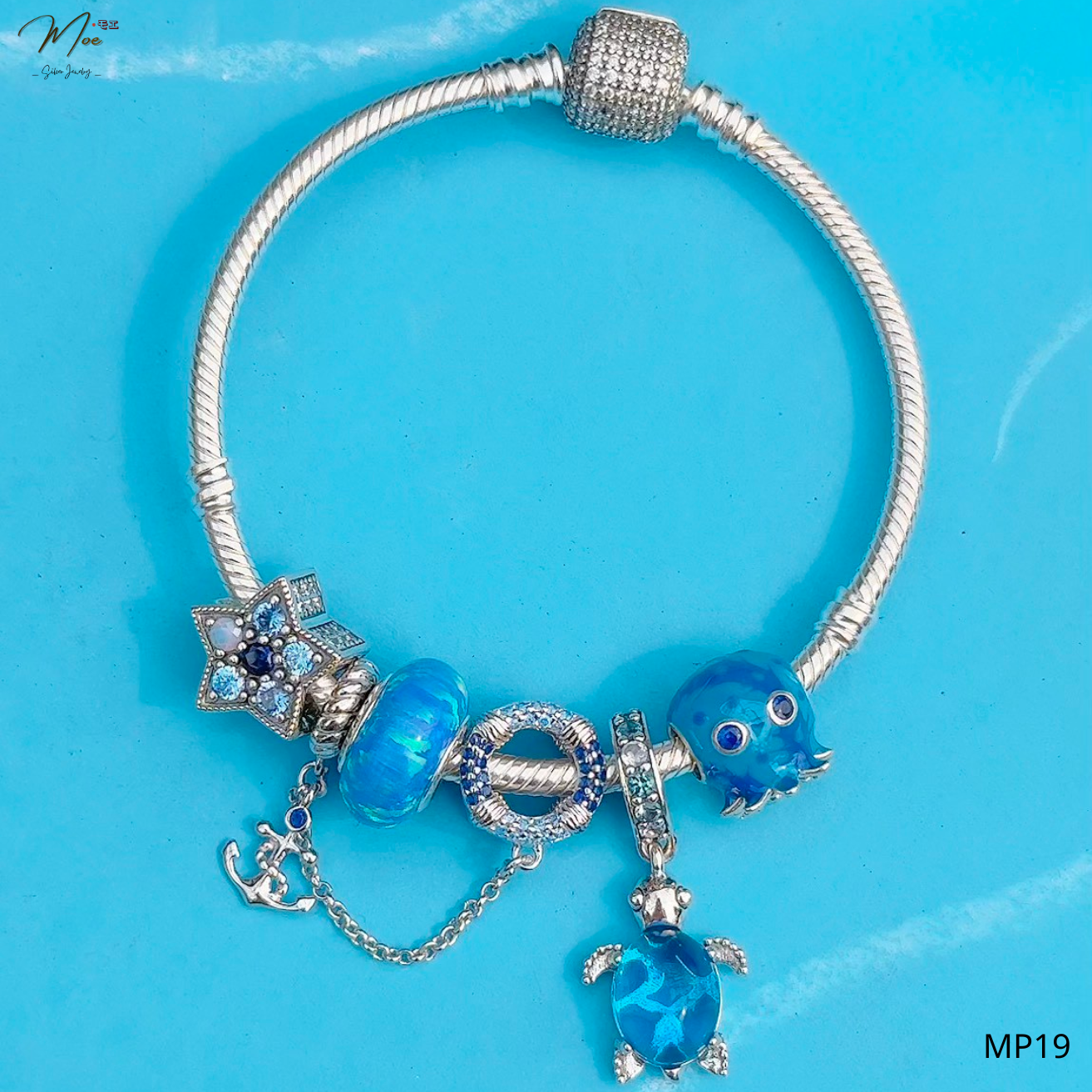 LT575 - Vòng Pandora rùa biển xanh dương_thumbnail_1