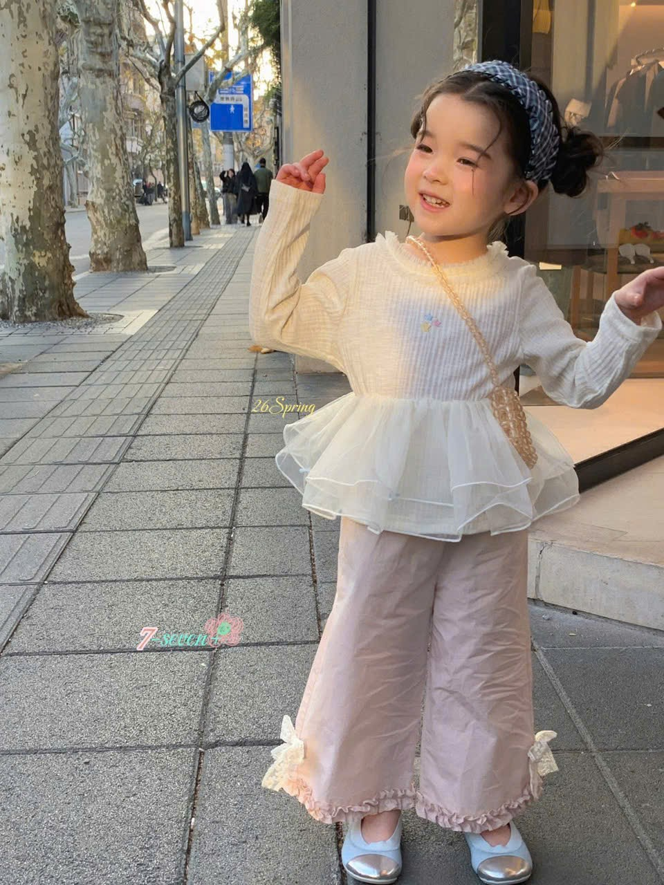 (H30) Quần thô màu hồng đính nơ Seven_thumbnail_0