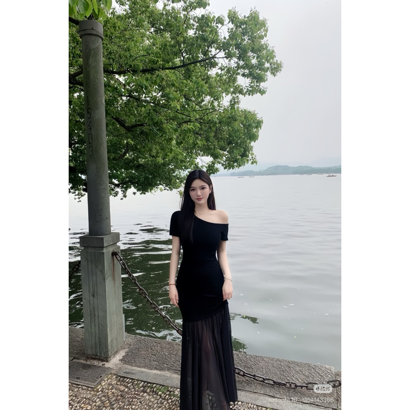 Đầm body lệch vai phối tơ, váy dự tiệc dáng dài sang chảnh Logastore_L198_thumbnail_5