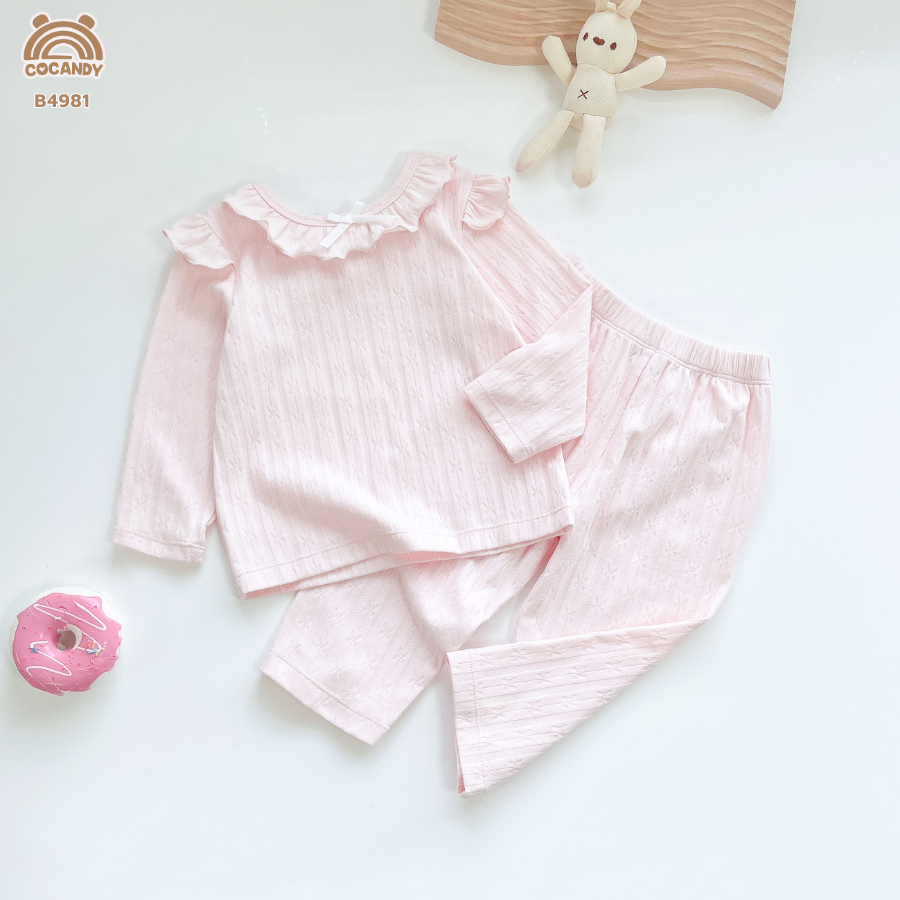 Bộ dài HỒNG nhún bèo cổ