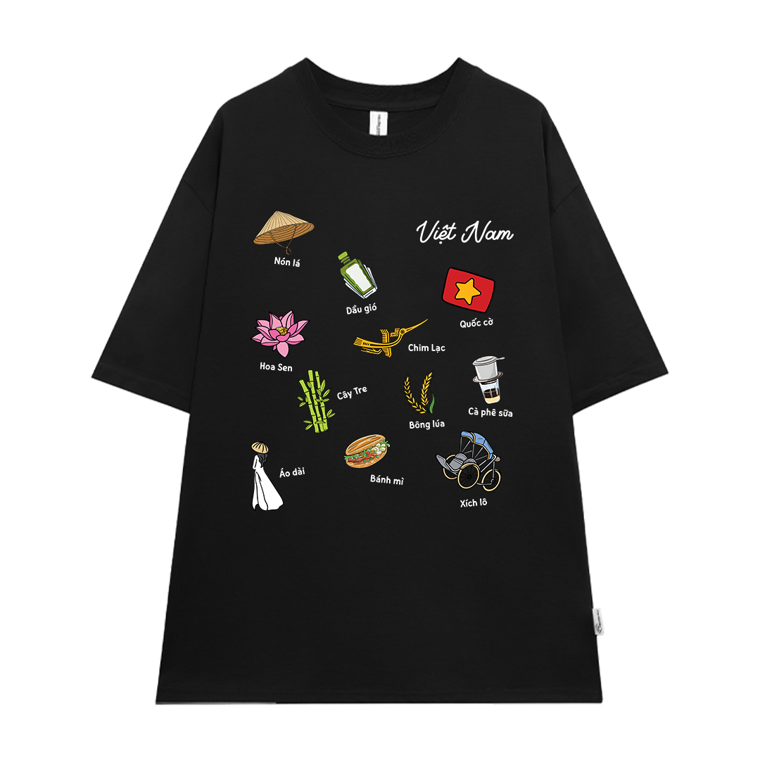 Áo thun nữ form rộng Việt Nam tôi yêu 2131 Miucho cổ tròn vải cotton 4c 220gsm thoáng mát in mix_thumbnail_9