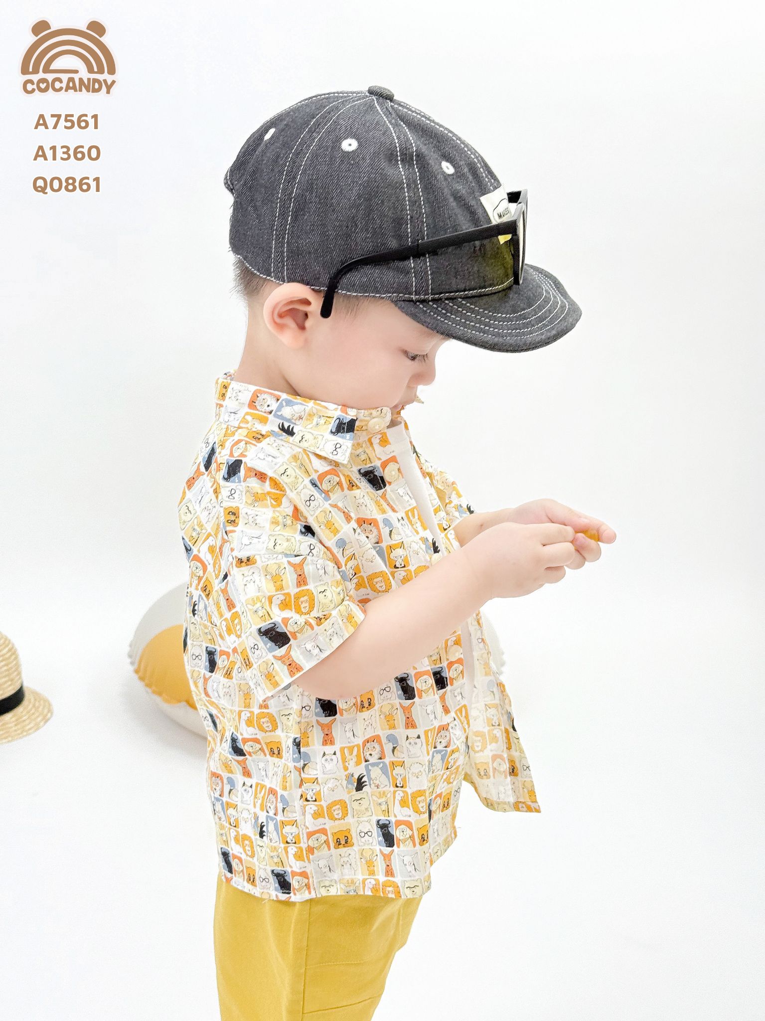 Áo cộc sơ mi hình thú túi ngực viền VÀNG_thumbnail_4