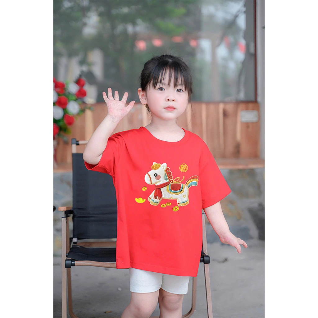 Áo thun bé và gia đình Kado vải thoáng mát thấm hút tốt Ngựa Kỳ Lân 2963_thumbnail_2