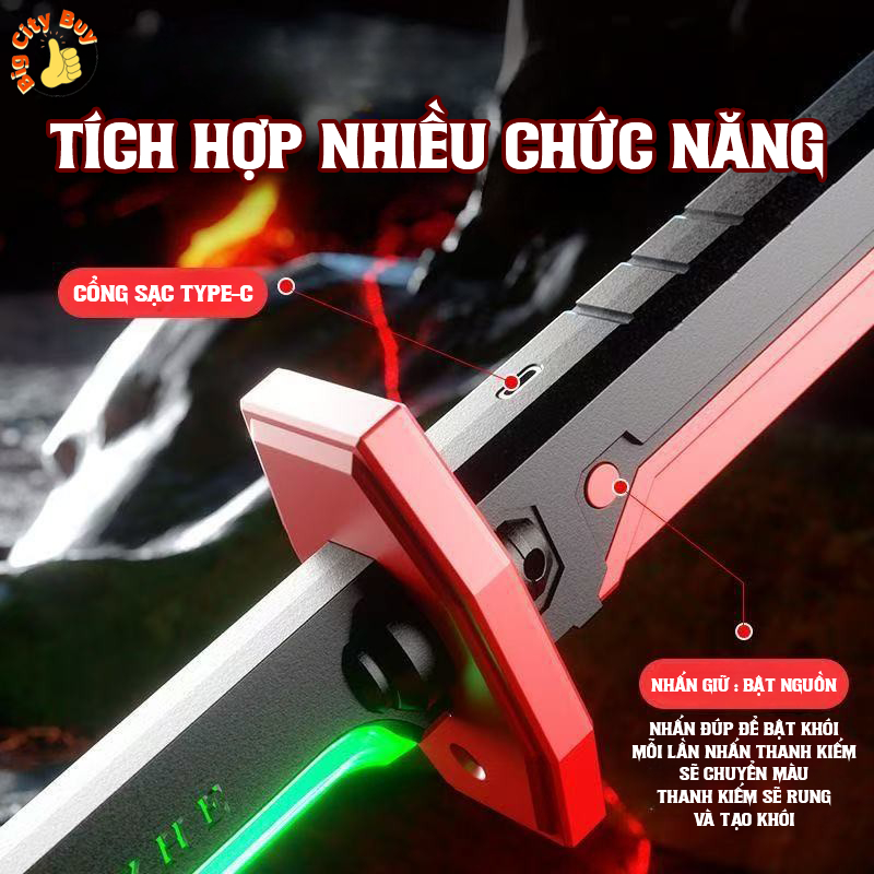 Thanh gươm Samurai phát sáng đánh lửa phun khói tuyệt đỉnh, Đồ Chơi Kiếm Samurai cho bé_thumbnail_3