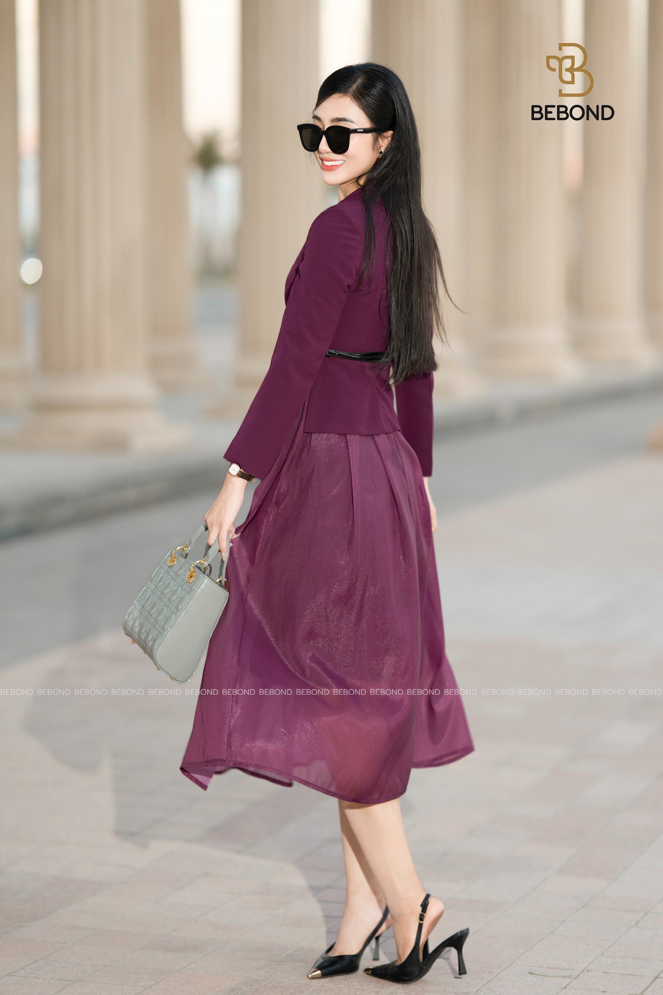 Đầm VIVIAN tà lệch viền túi màu tím_thumbnail_2