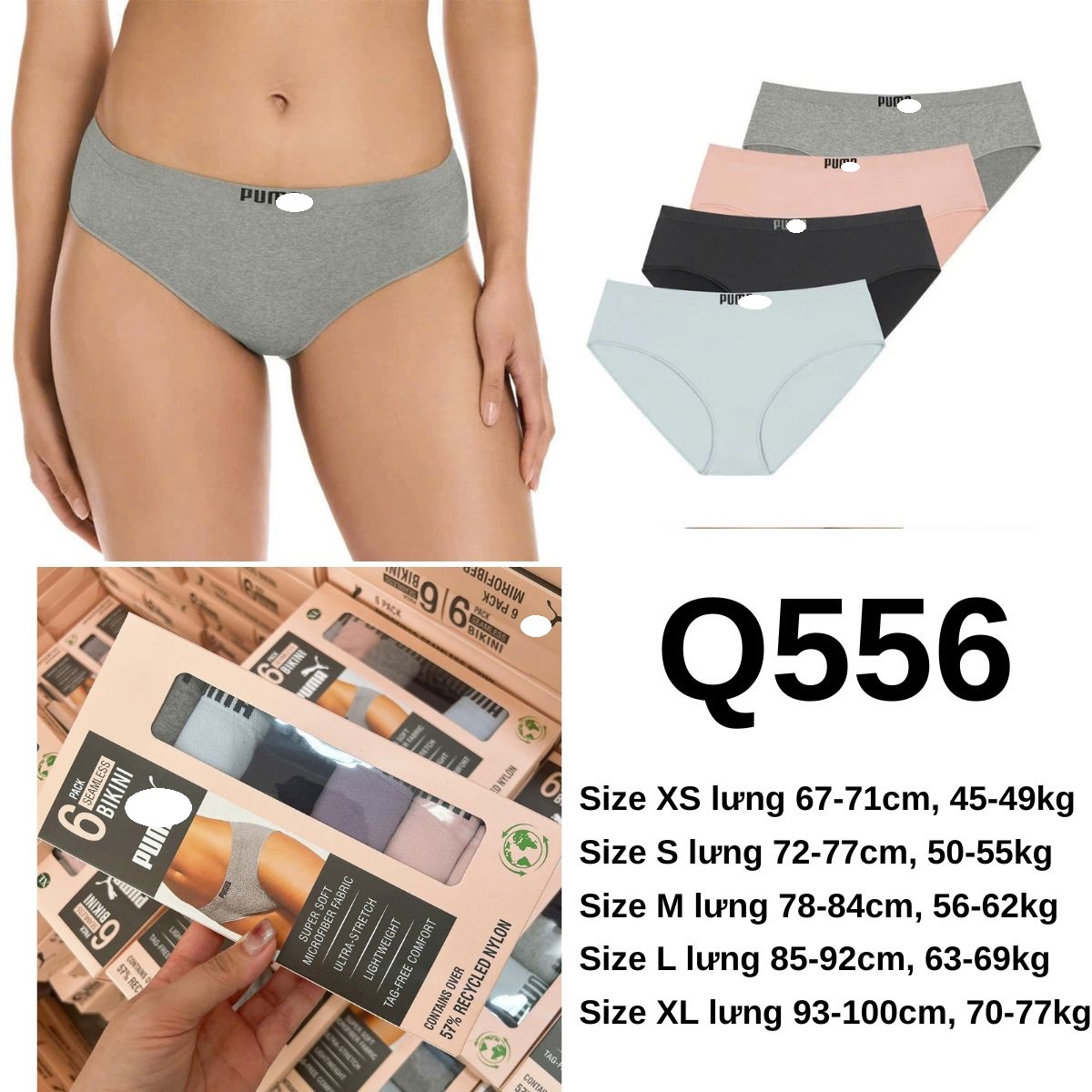 Q556- Quần chip dệt PU- Hộp 6 cái