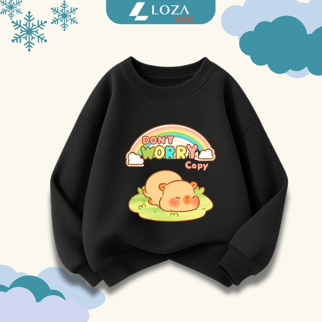 Áo nỉ sweater bé trai, bé gái hình capybara 'Don't worry'-  Loza Kids IN015_thumbnail_2