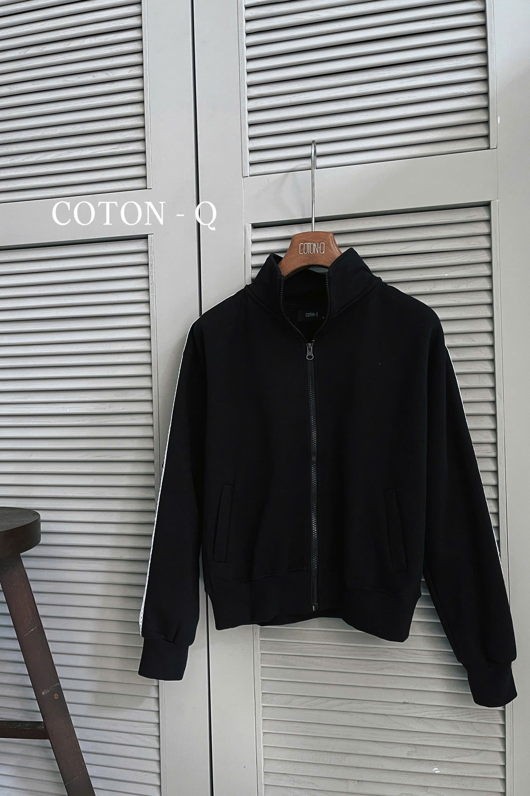 HK338 Áo khoác bomber phối sọc ren ( XÁM )