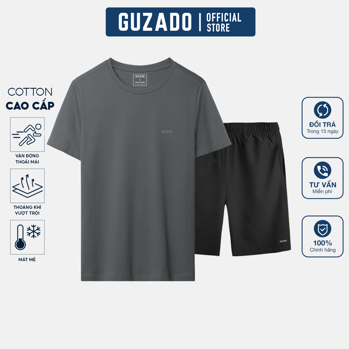 Bộ quần áo nam Guzado Form Regular Fit Dễ Phối Đồ BTS01