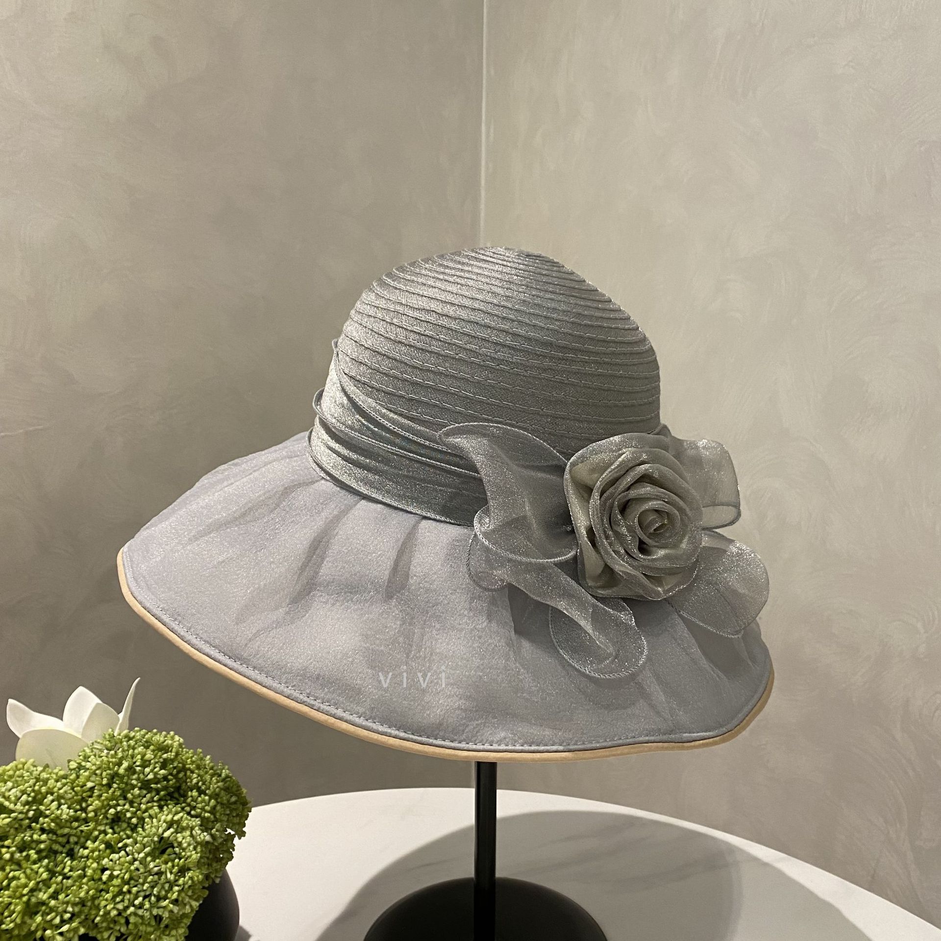 Mũ vành rộng có nơ hoa Hàn Quốc HZ2516_thumbnail_5