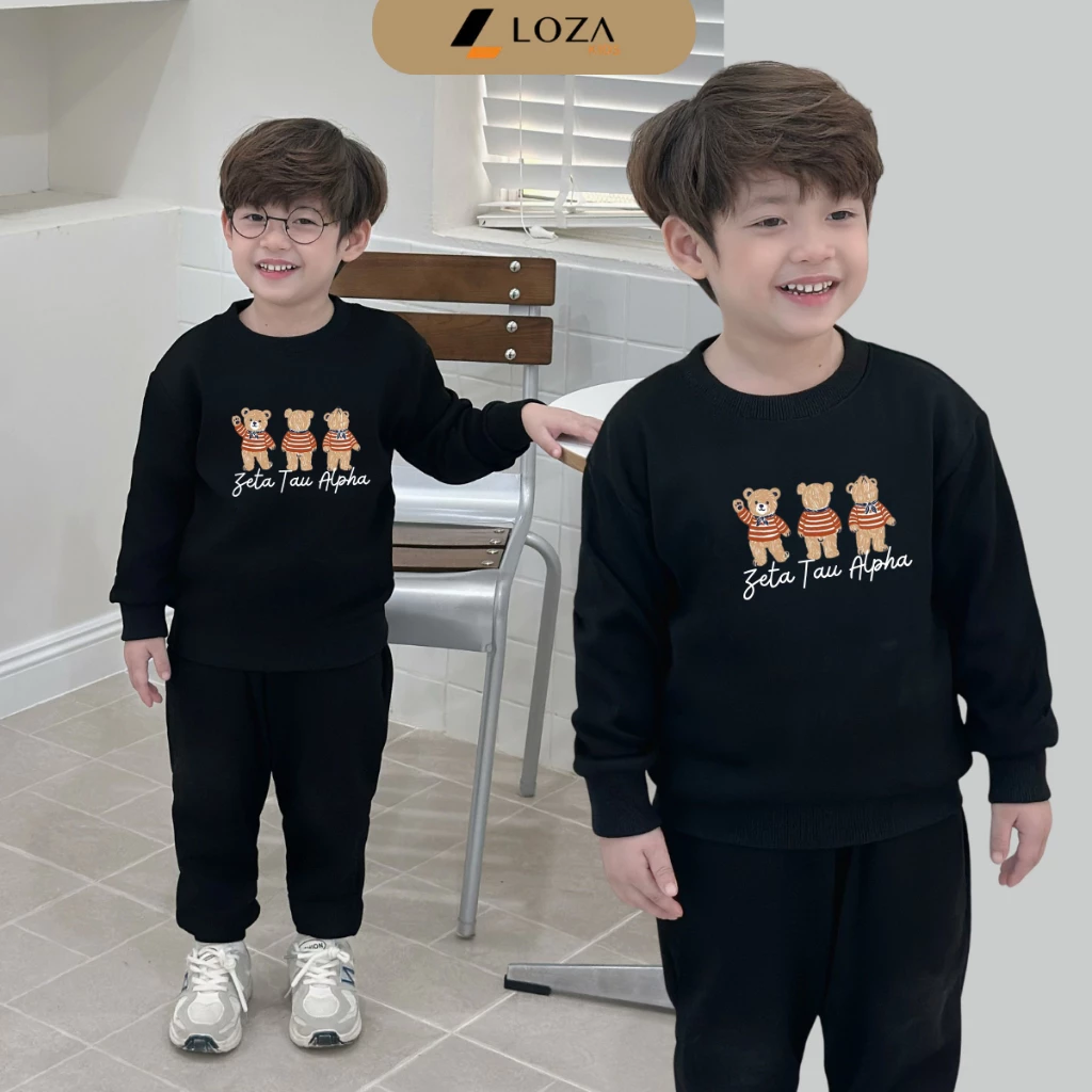 Bộ nỉ bé trai in 3 chú gấu - Loza Kids BI553