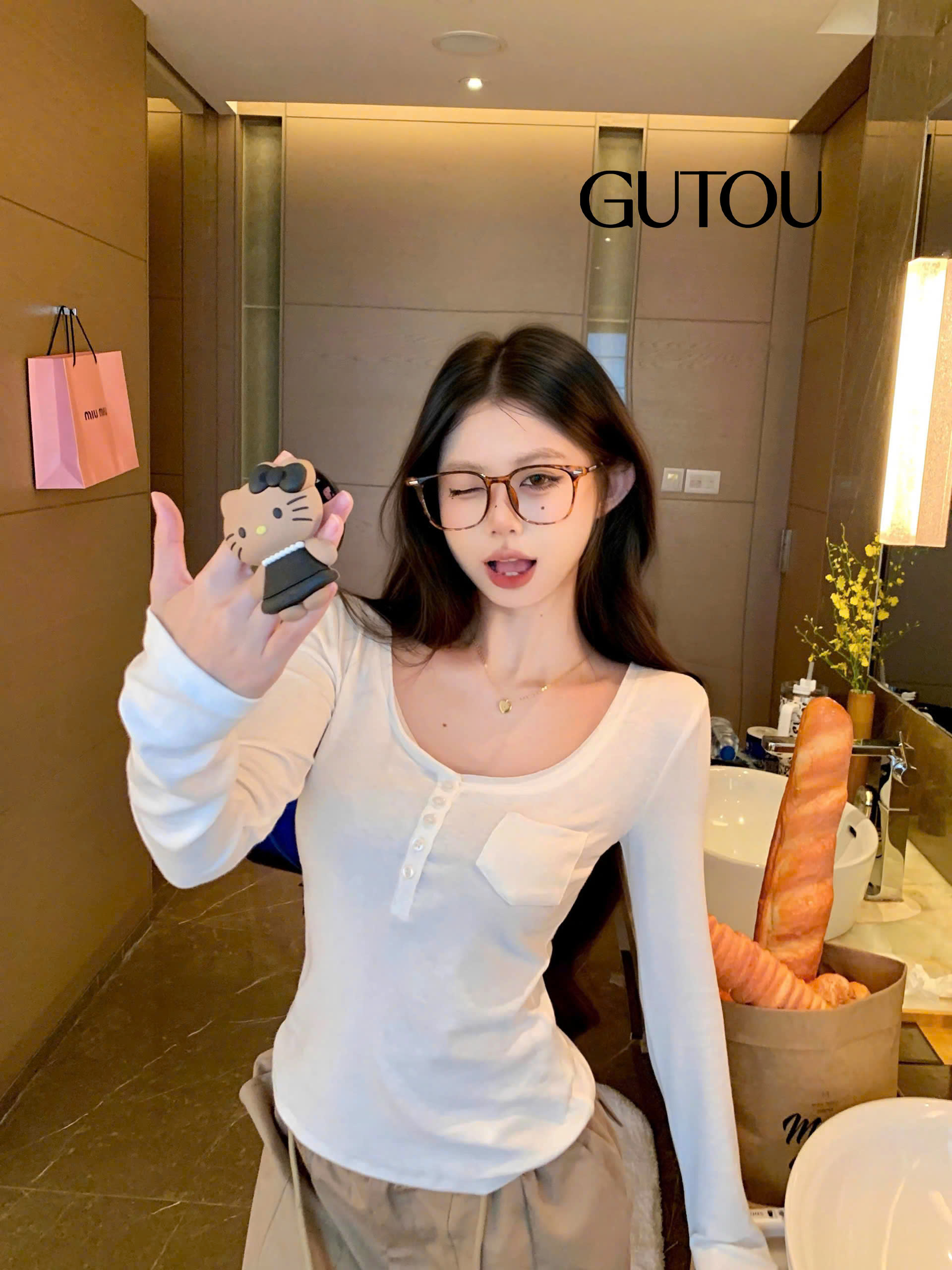 [ GUTOU ] Áo Thun Tay Dài Cài Nút The Henly_thumbnail_2