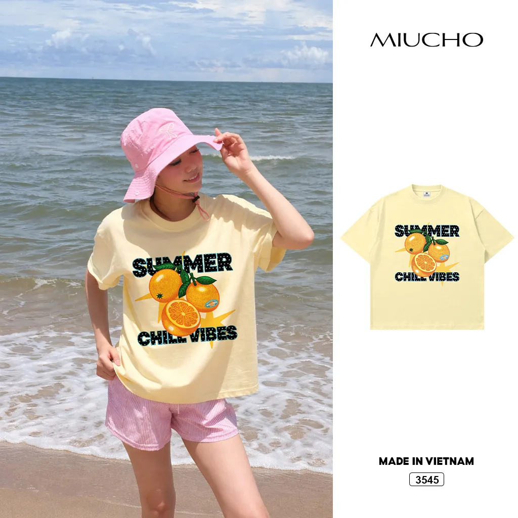 Áo thun boxy nam nữ Orange Miucho tôn dáng 3545