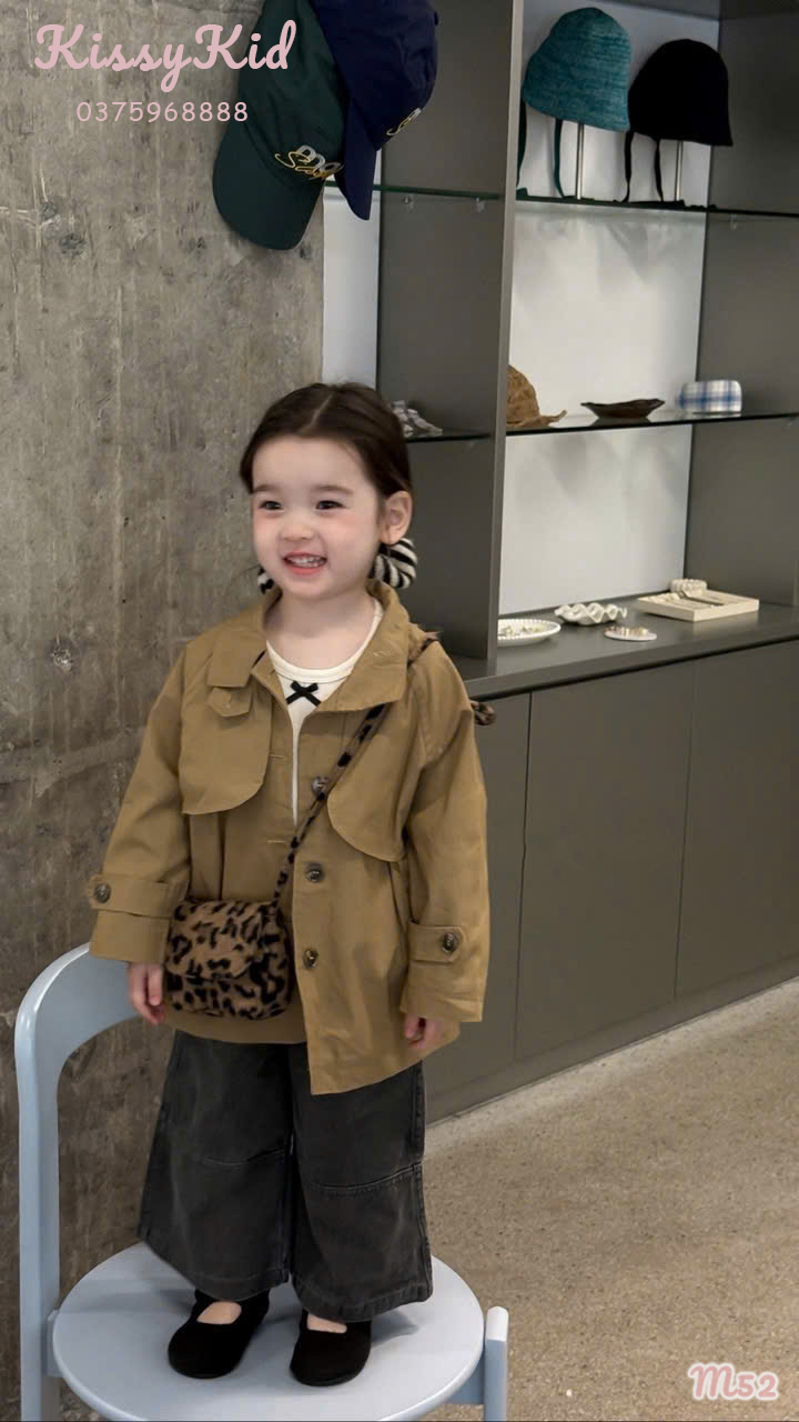 (M52) Áo khoác kaki nâu cúc beo YIYA