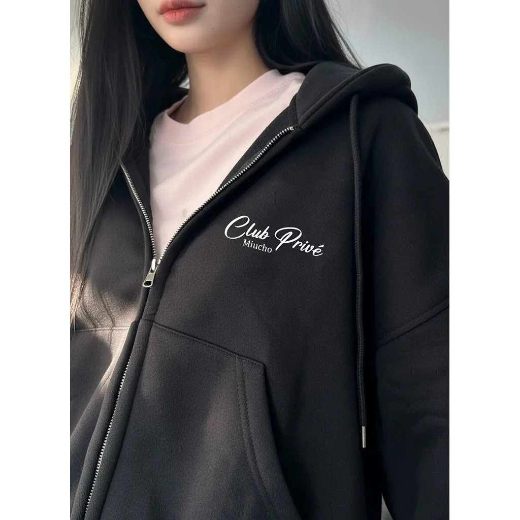 Áo khoác hoodie zip nam nữ Miucho nỉ 2 da dày dặn thoáng mát form boxy hot trend 2838_thumbnail_8