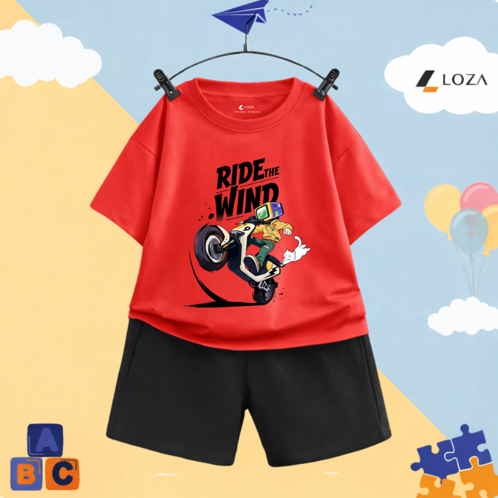 Set đồ bé trai hình RIDE THE WIND - Loza Kids SB603_thumbnail_3
