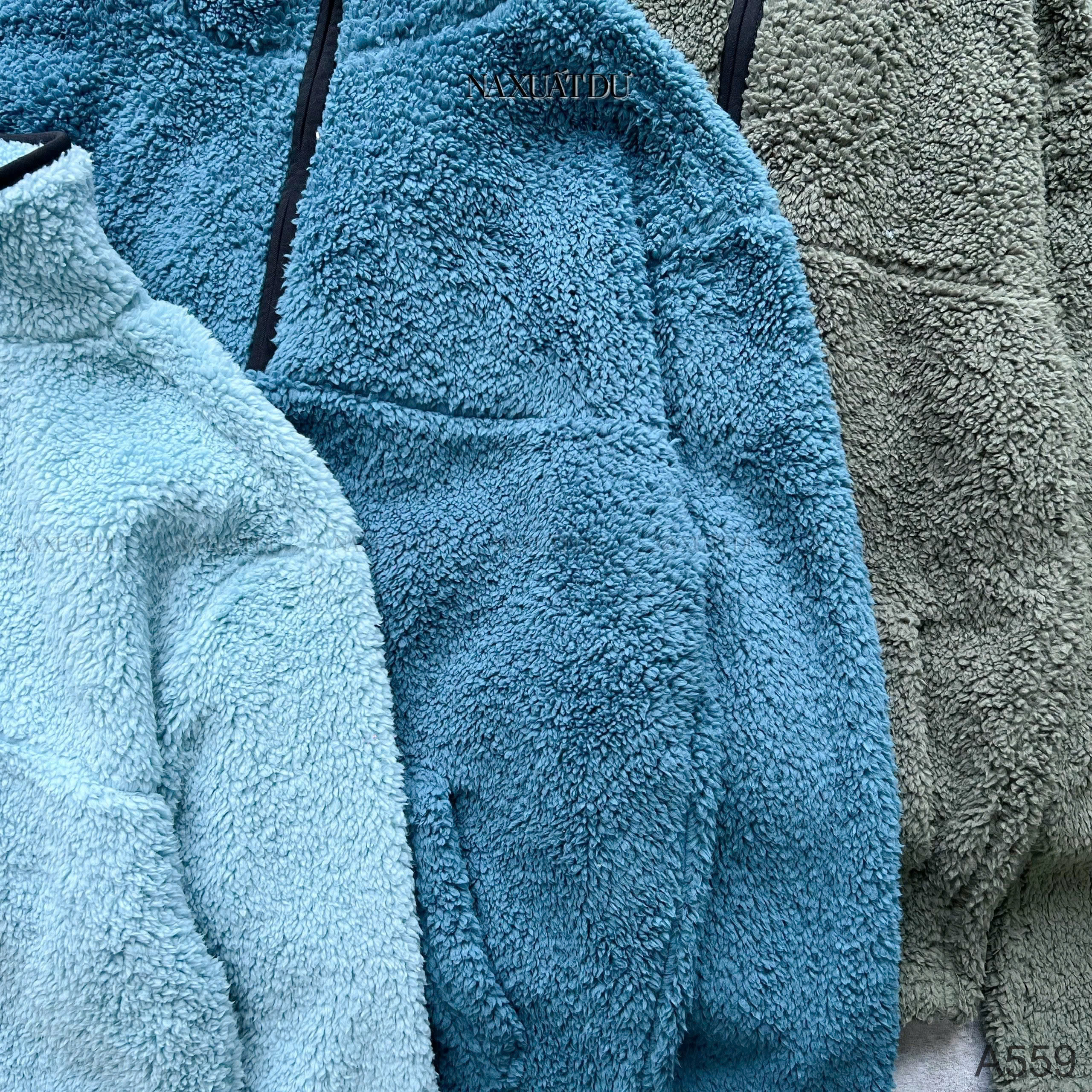 Set 2 Áo lông cổ có dây kéo unisex 