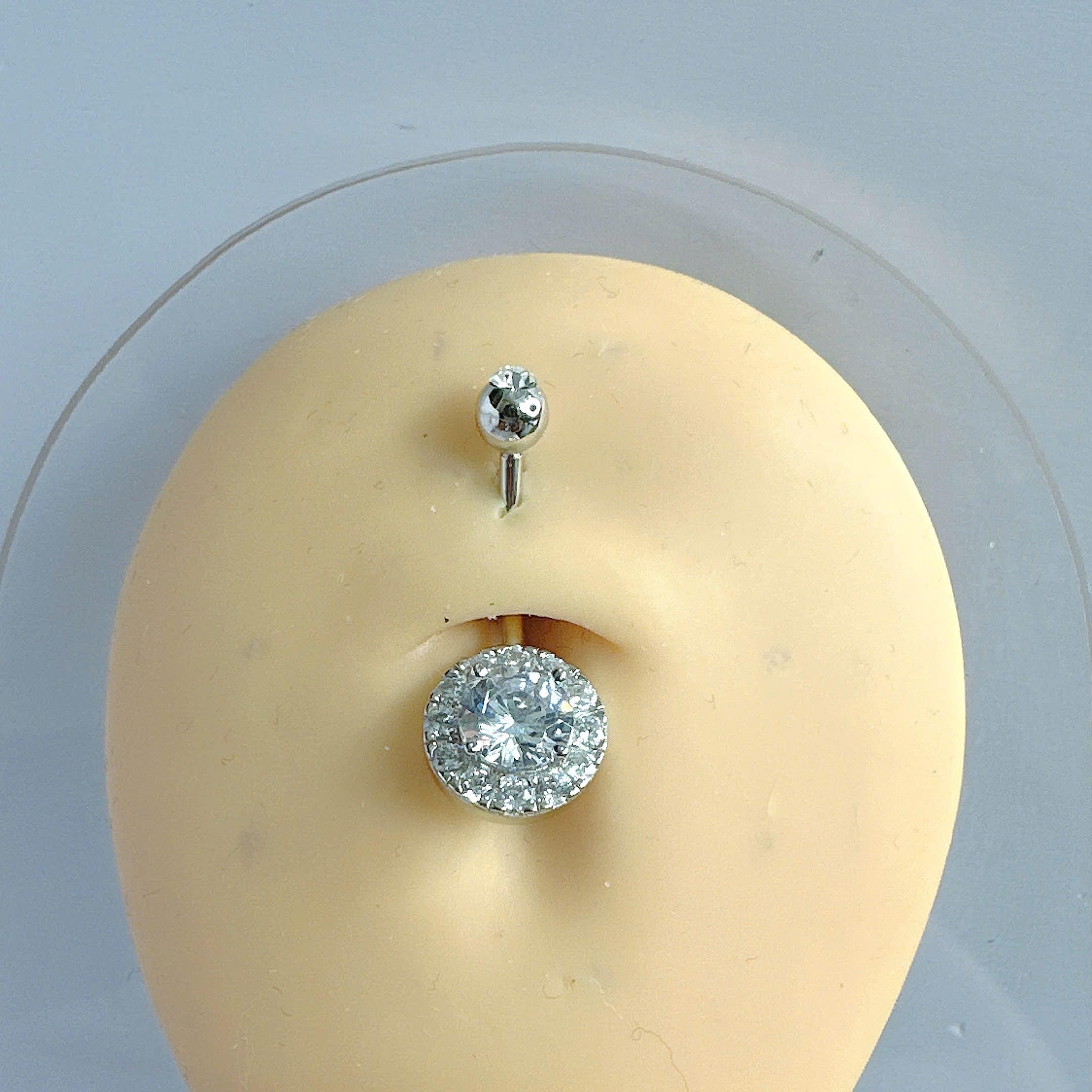 Rốn bạc tròn 12mm xi bạch kim