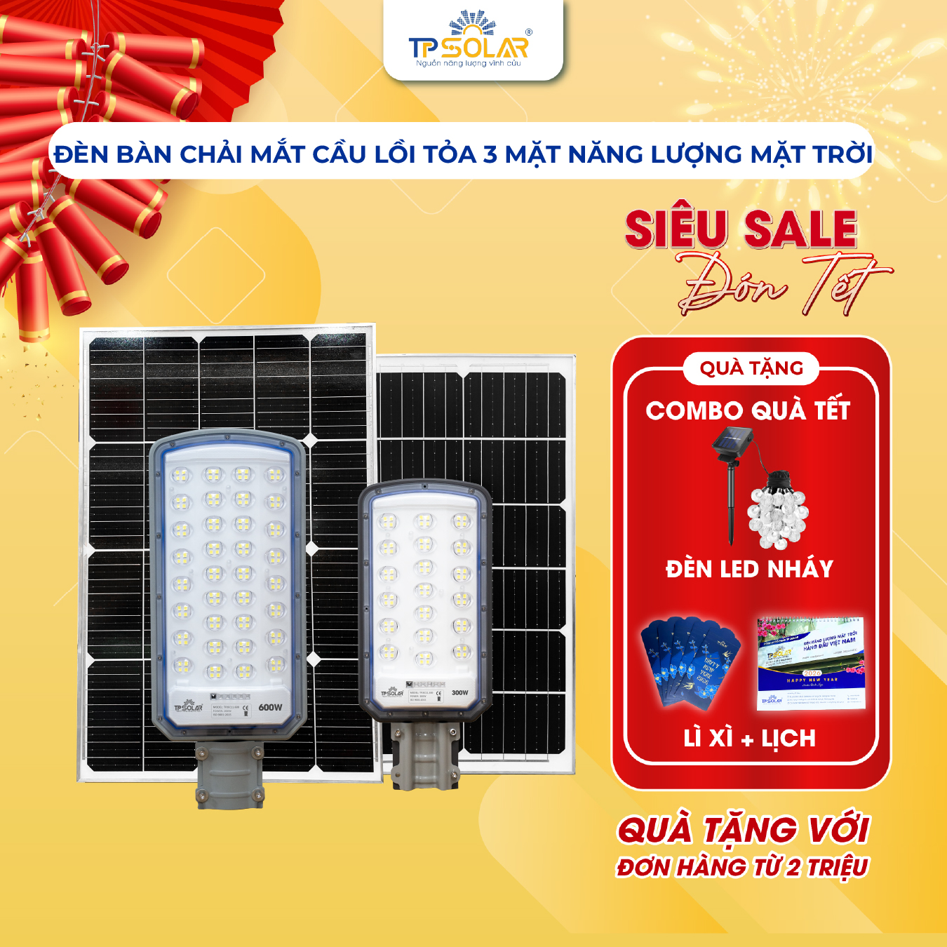 Đèn bàn chải 3 mặt cao cấp năng lượng mặt trời