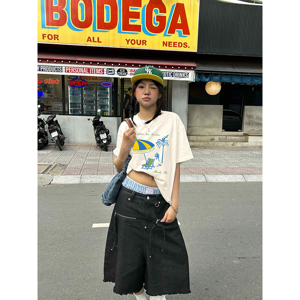 Áo thun boxy nam nữ hè biển basic Miucho 3326_thumbnail_5