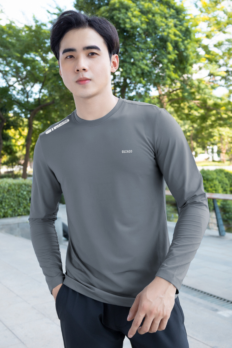 Áo Thun Nam Dài Tay Vải Thun Co Giãn 4 Chiều Cao Cấp GDT01_thumbnail_2