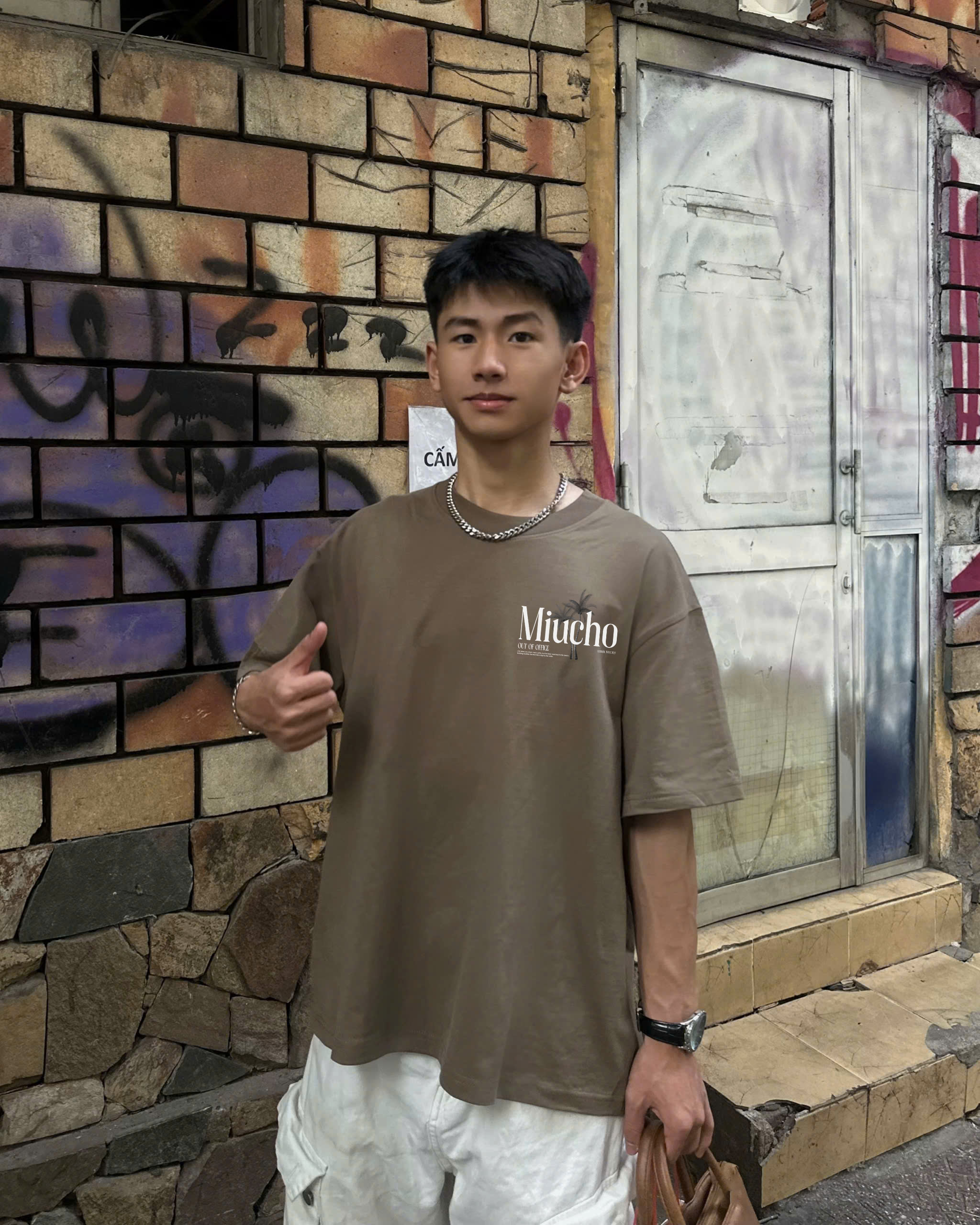 Áo phông nam form boxy hè biển 2188 Miucho Club cổ tròn vải cotton 2c 250gsm đứng form in mix_thumbnail_6