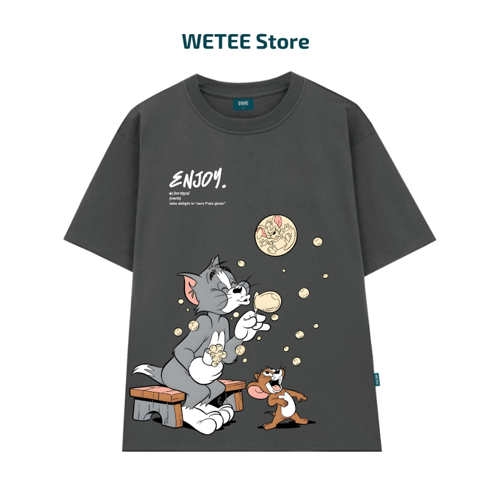 Áo thun unisex UX30-1186 ENJOY Tôm&Jelly thổi bong bóng dáng oversized local brand WETEE_thumbnail_9