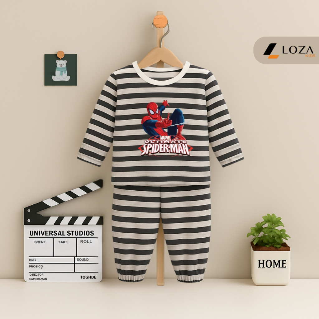 Bộ thu đông kẻ bé trai in hình SPIDERMAN - Loza Kids TK563-564_thumbnail_4