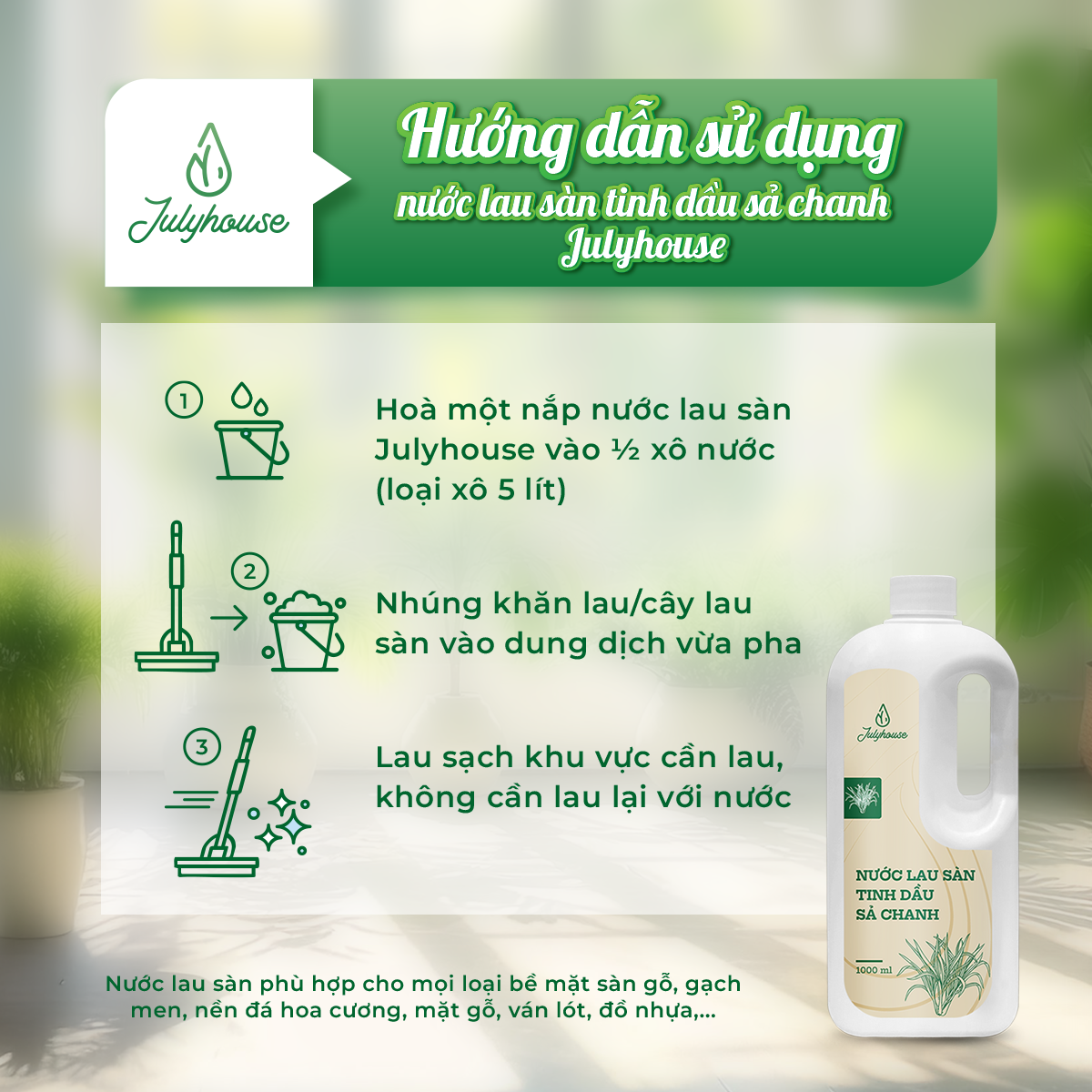 Nước lau sàn tinh dầu sả chanh 1000ml Julyhouse_thumbnail_5