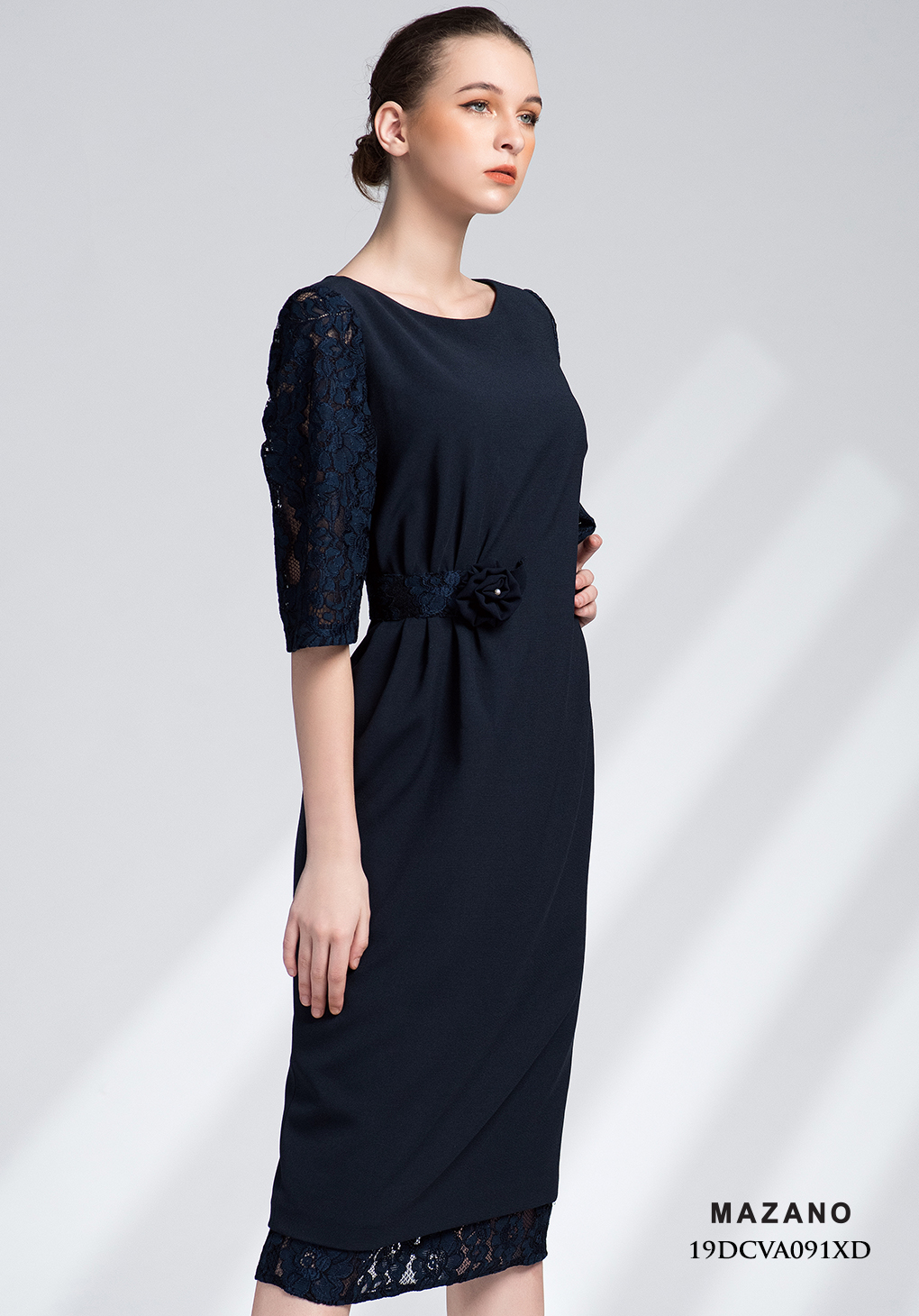 Đầm xanh than phối ren đính hoa_thumbnail_1