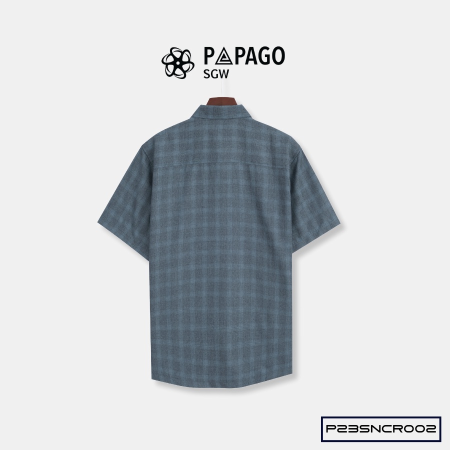 Áo sơ mi nam trung niên PAPAGO tay ngắn lai ngang sọc caro vải xô đũi - P23SNCR002_thumbnail_10