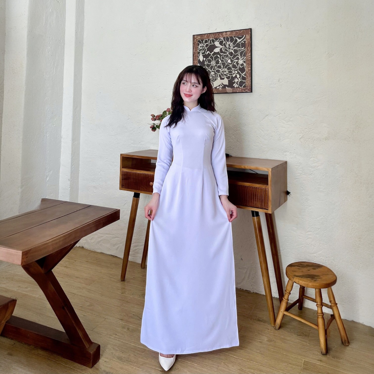 Áo Dài Học Sinh Trắng Cấp 3 2 Tà Lụa Thái Truyền Thống Tay Dài HS83_thumbnail_7