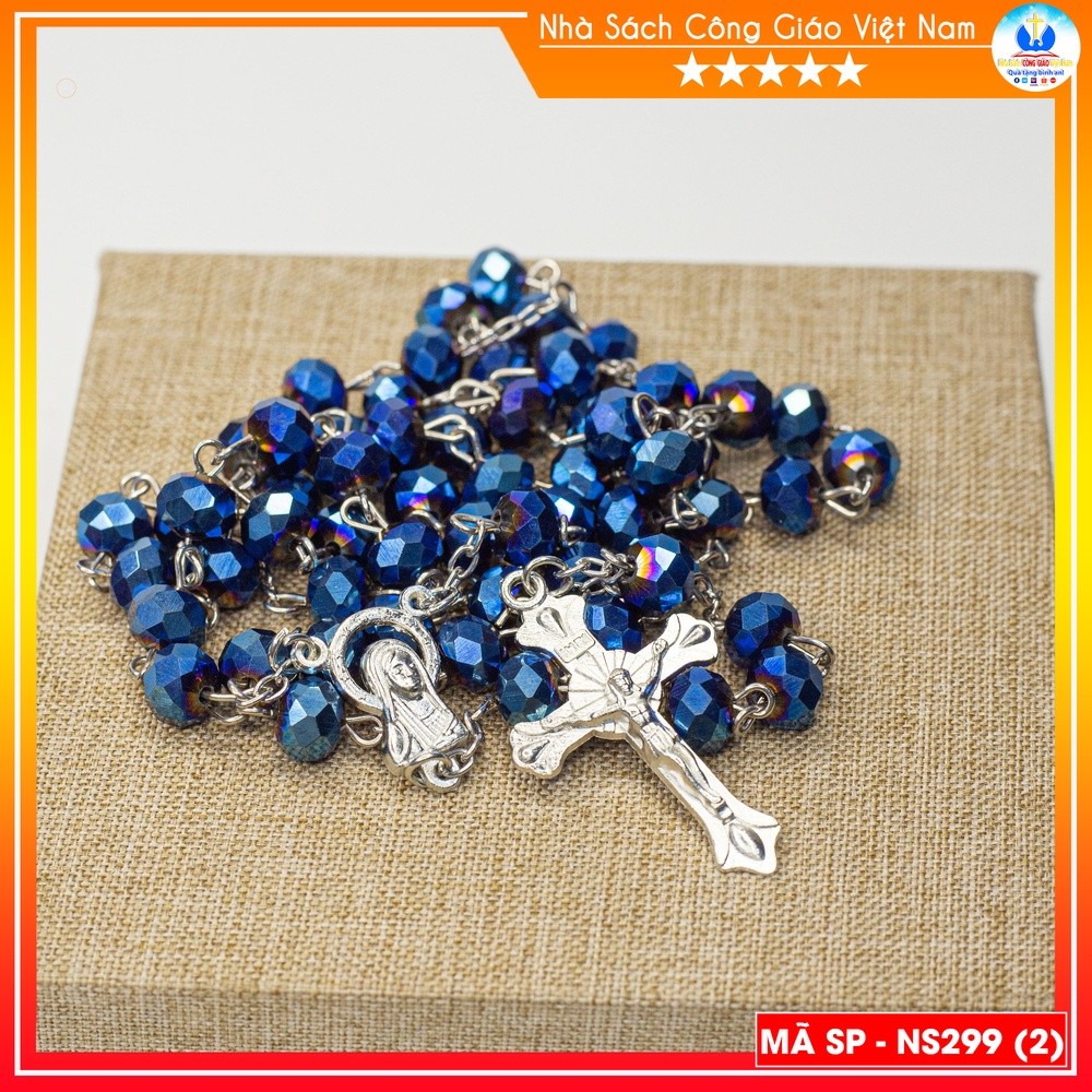 Chuỗi mân côi 50  hạt phale xanh dương 8ly Tràng hạt mân côi - Quà tặng Công Giáo, Giáng SInh, Noel, Sinh nhật NS299
