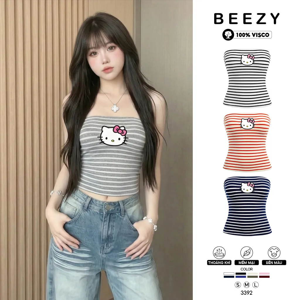 Áo quây ôm body hack dáng kẻ sọc kitty Beezy 3451