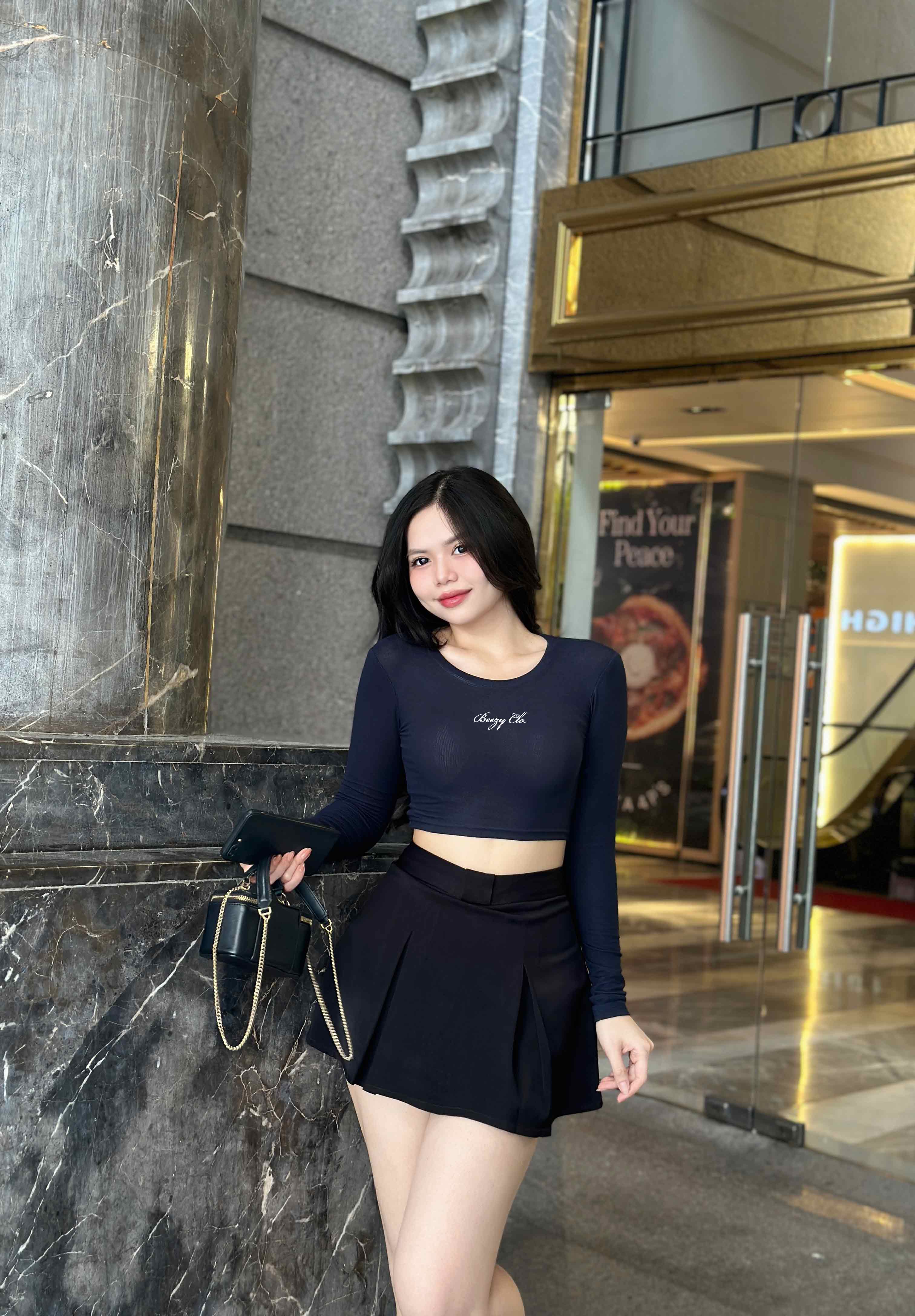 Áo thun nữ tay dài ôm body form croptop Beezy 2488 100% Visco co giãn 4 chiều form ôm tôn dáng thoải mái dễ phối đồ_thumbnail_3