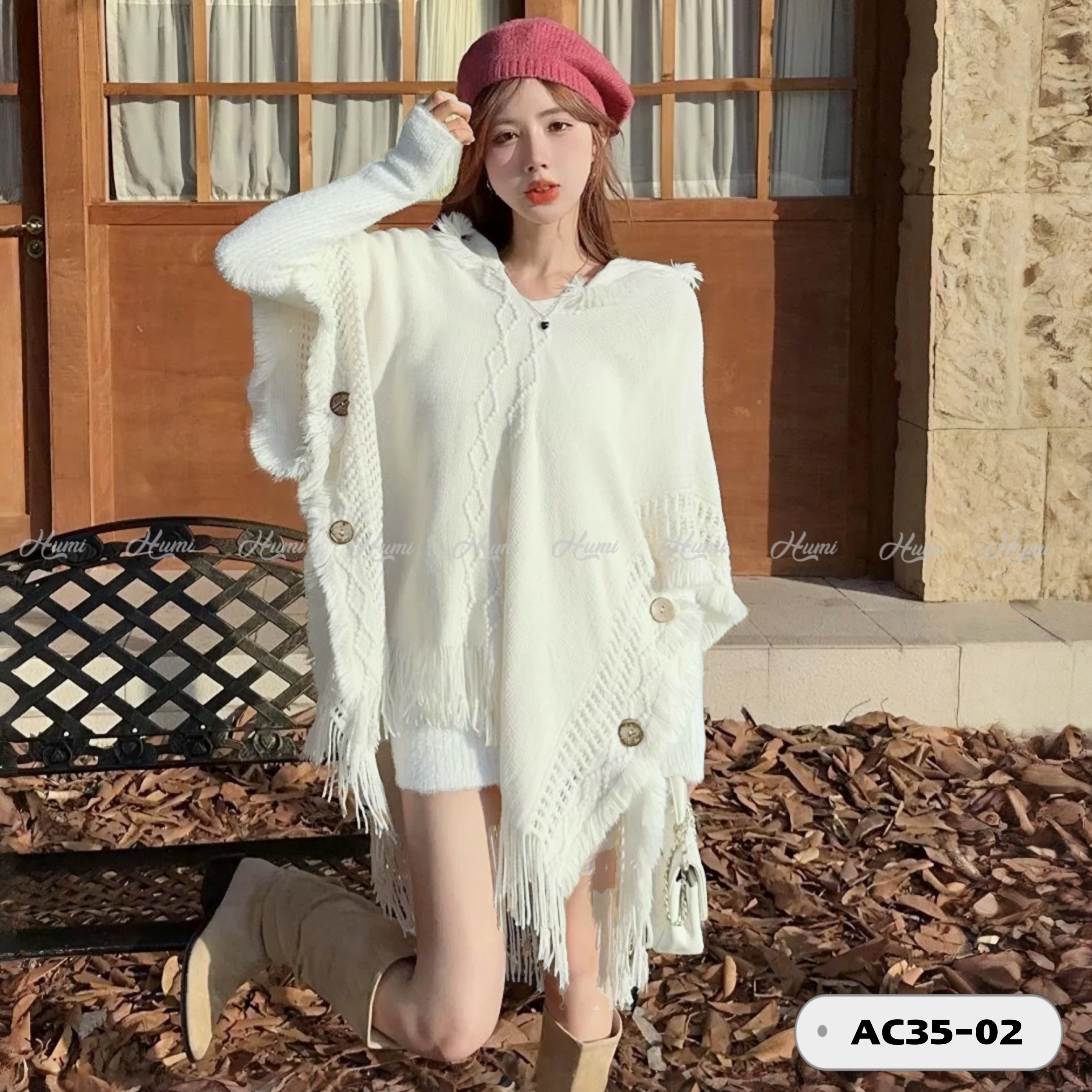 ÁO CHOÀNG LEN DỆT KIM (AC35-02 KEM