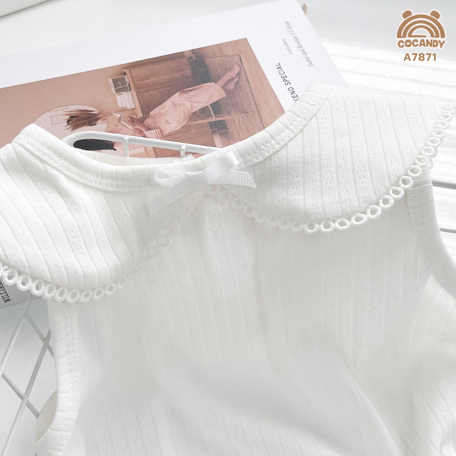 Áo cộc polo TRẮNG sát nách cổ sen nơ_thumbnail_3