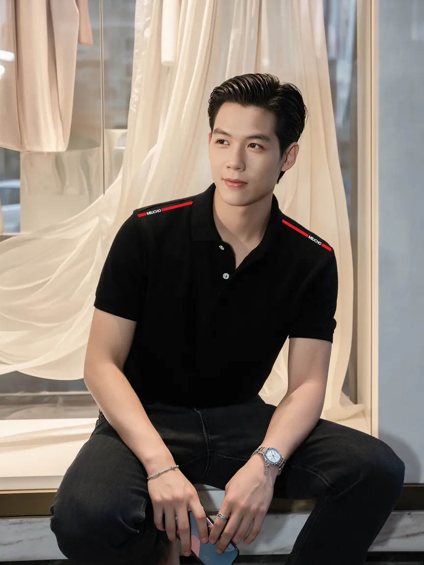 Áo polo nam phong cách basic PLCSD2456 Miucho Iconic vải cá sâu đứng form thoáng mát cổ tròn in mix_thumbnail_3