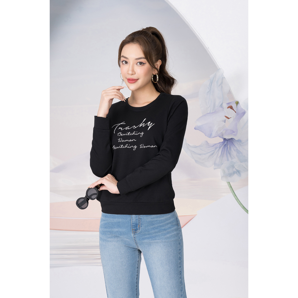 Áo nỉ nữ tay dài bo gấu - áo nỉ da cá thu đông - LOZA LT001_thumbnail_3