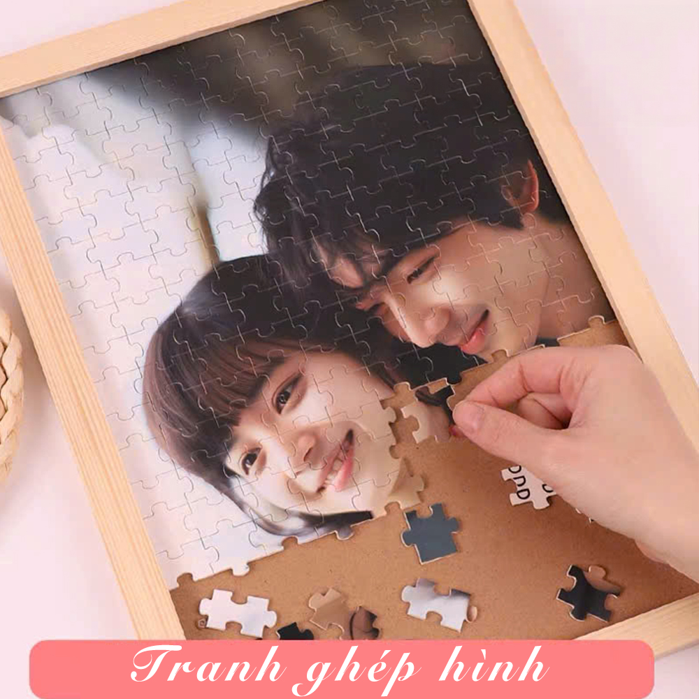 Tranh Ghép Hình In Theo Yêu Cầu Có Kèm Khung, Phù Hợp Làm Quà Tặng Ý Nghĩa, Khung Tranh In Hình Người Yêu