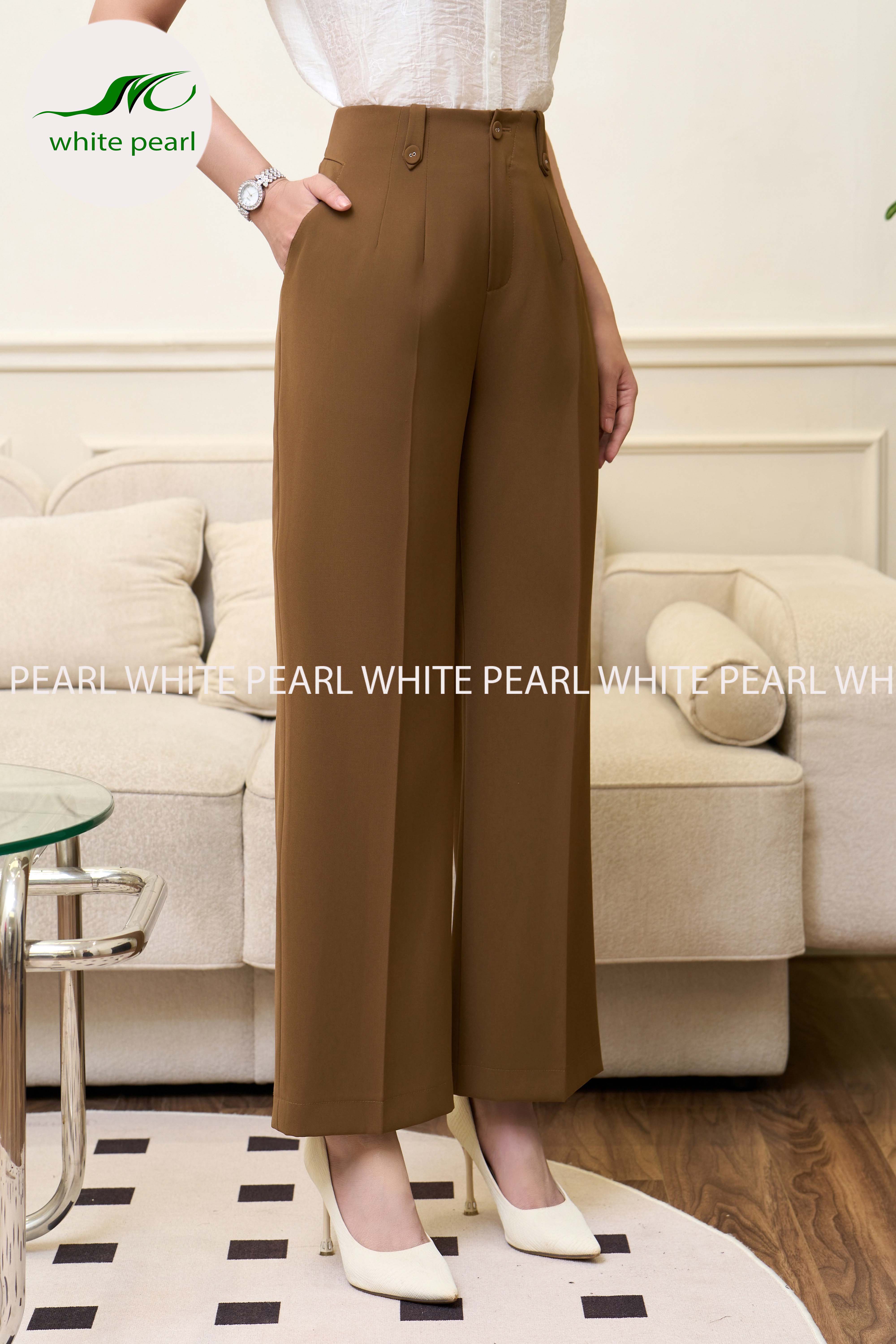 Quần cạp liền Nâu tây  thời trang công sở White Pearl