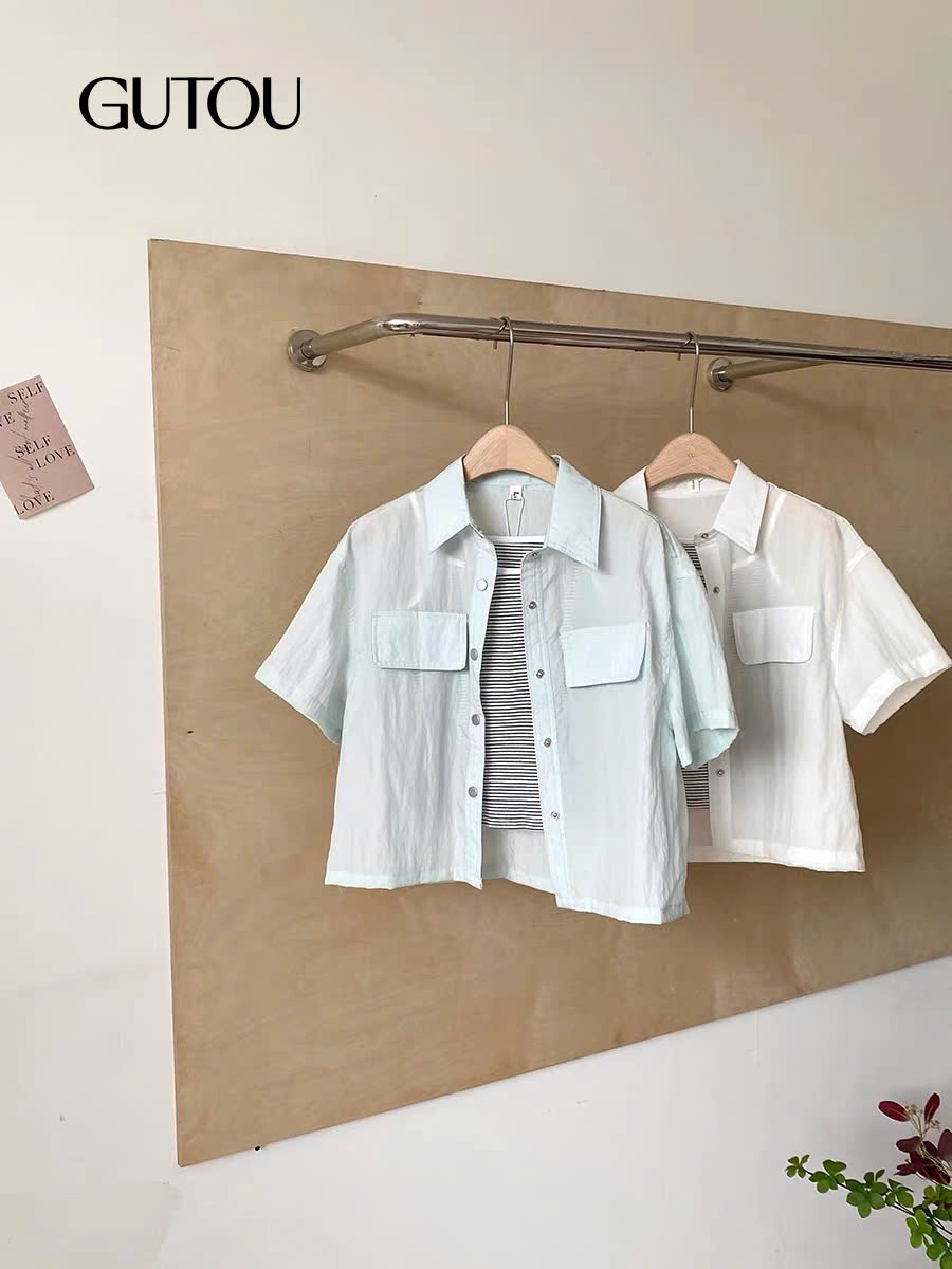 [ GUTOU ] Áo Sơ Mi Tay Ngắn Túi Hộp+Áo Hai Dây_thumbnail_5