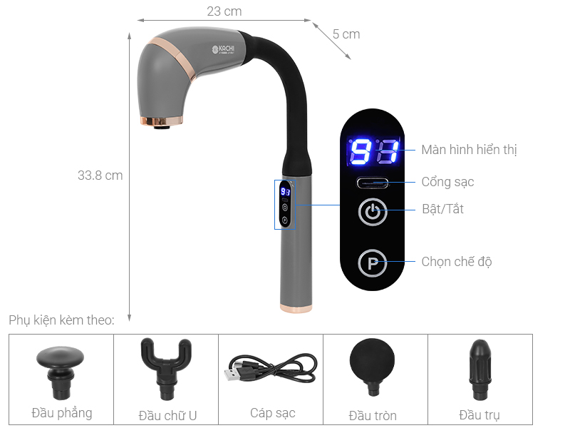 Gậy Massage Kachi MK405 – Súng Massage Cầm Tay Có Tay Nối Dài, Thư Giãn Sâu Từng Nhóm Cơ_thumbnail_10