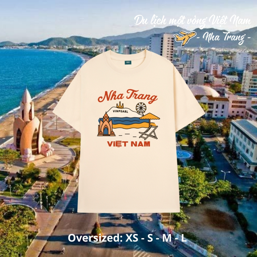 Áo thun du lịch Việt Nam, Huế, Hạ Long... dáng oversize rộng màu be local brand We Tee - T039_thumbnail_6