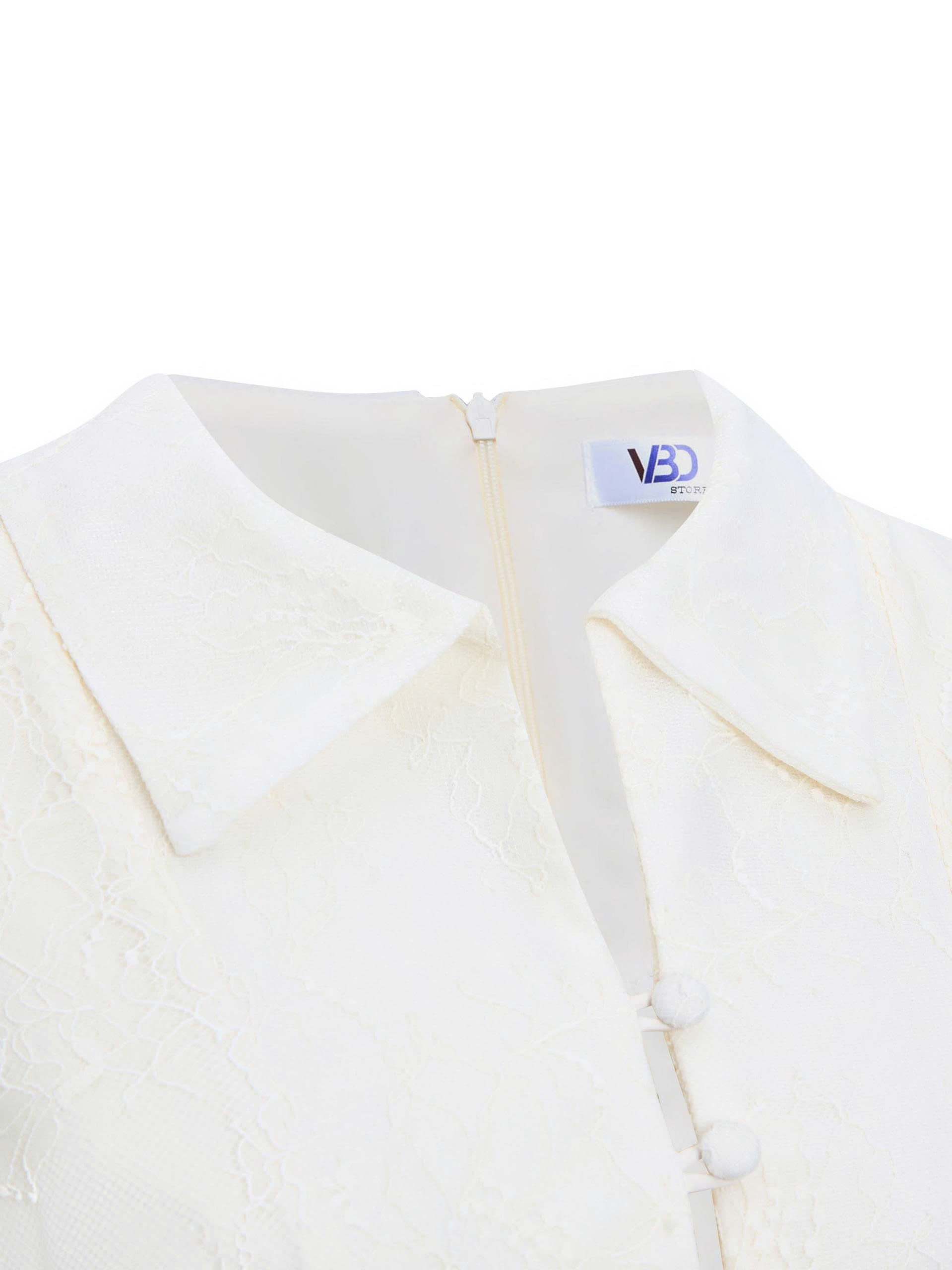 BIGSIZE NỮ- Đầm ren kiểu tùng phồng nút bọc V-DA195_thumbnail_4