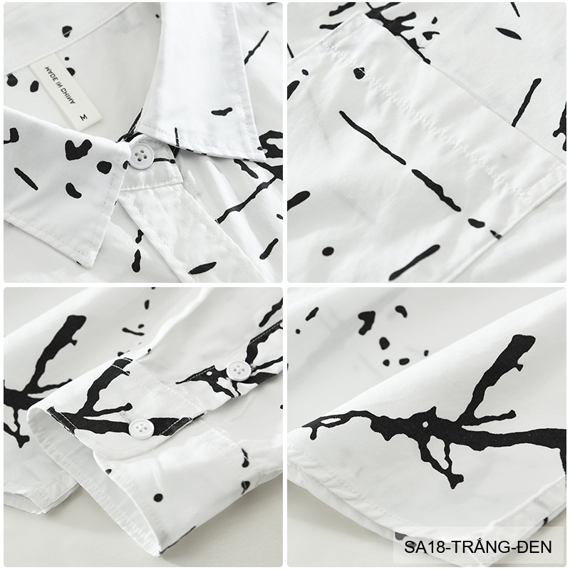 SA18 - Áo Sơ Mi Nam Tay Dài Phong Cách Nhật Bản In Hình Nghệ Thuật Dáng Rộng_thumbnail_6